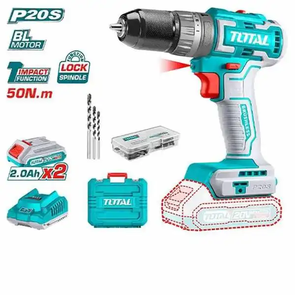 Máy khoan búa không chổi than dùng pin Lithium-Ion 20V TIDLI20508 TOTAL