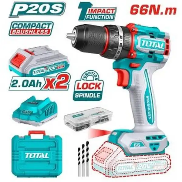 Máy khoan búa không chổi than dùng pin Lithium-Ion 20V TIDLI20668 TOTAL