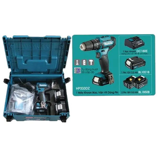 MÁY KHOAN BÚA VÀ VẶN VÍT DÙNG PIN 12V MAKITA HP333DNX10