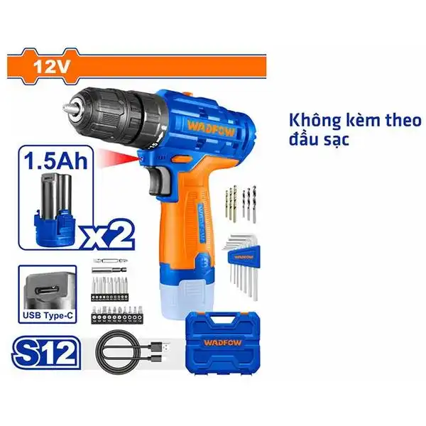 Máy khoan dùng pin Lithium-ion 12V (không kèm đầu sạc) WADFOW - WCDS525