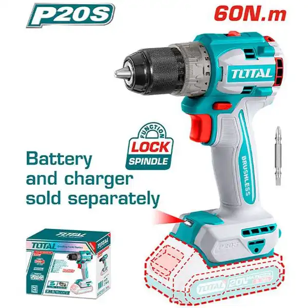 Máy khoan không chổi than dùng pin Lithium-Ion 20V (không kèm pin & sạc) TDLI206021 TOTAL