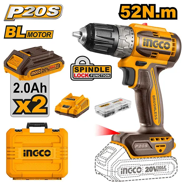 Máy khoan pin 20V Ingco CDLI20453 (2 Pin 2.0Ah, 1 Sạc)
