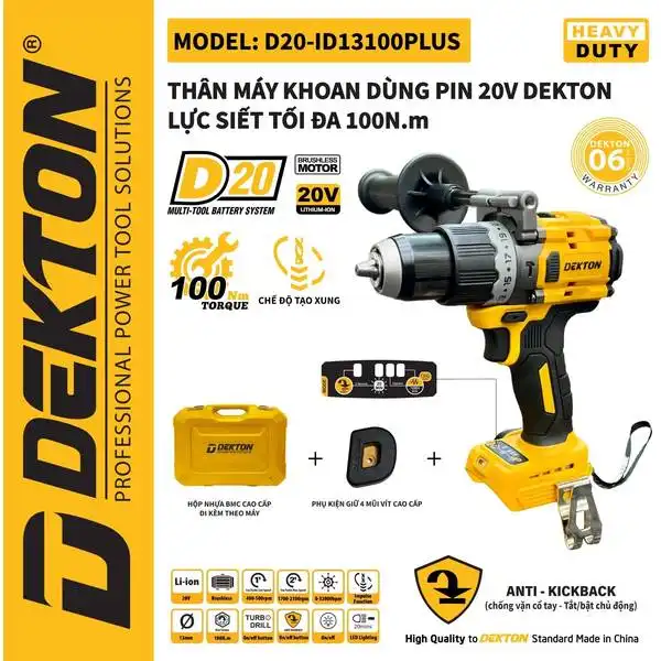 Máy khoan pin Dekton D20-ID13100PLUS (Chung chân pin Dewalt)