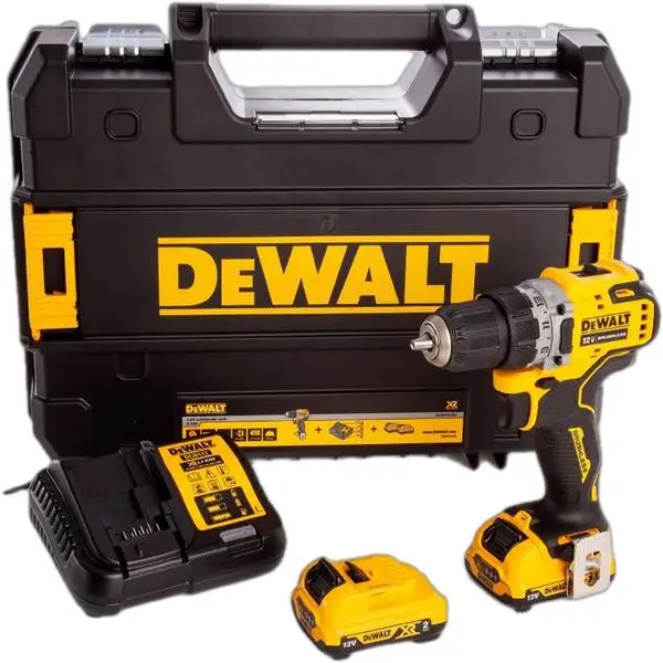 Máy khoan vặn vít không chổi than pin Dewalt DCD701D2 10mm 12V 2Ah