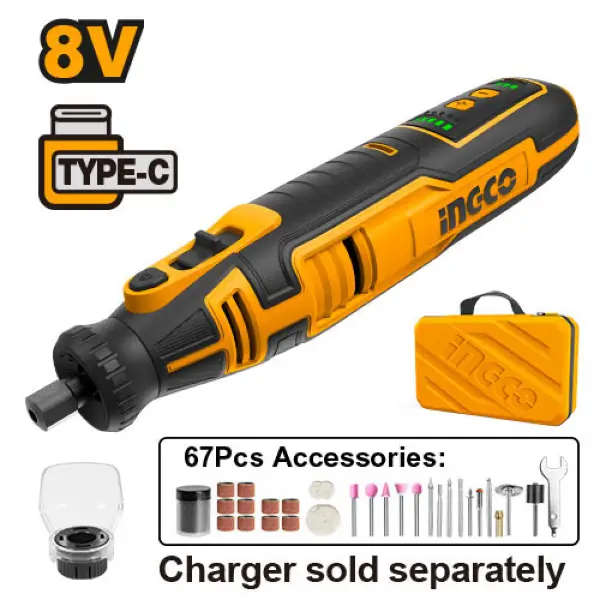 Máy mài khuôn dùng pin 8V Ingco CMGLI0801 (Không kèm cáp sạc)