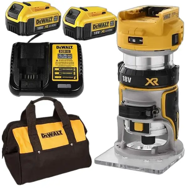 MÁY PHAY DÙNG PIN 18V DEWALT DCW600M2 - Máy, Sạc, 2pinx4Ah Túi vải
