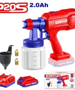 Máy phun sơn dùng pin 20V Emtop ELSG20256 (1 Pin 2.0Ah, 1 Sạc)