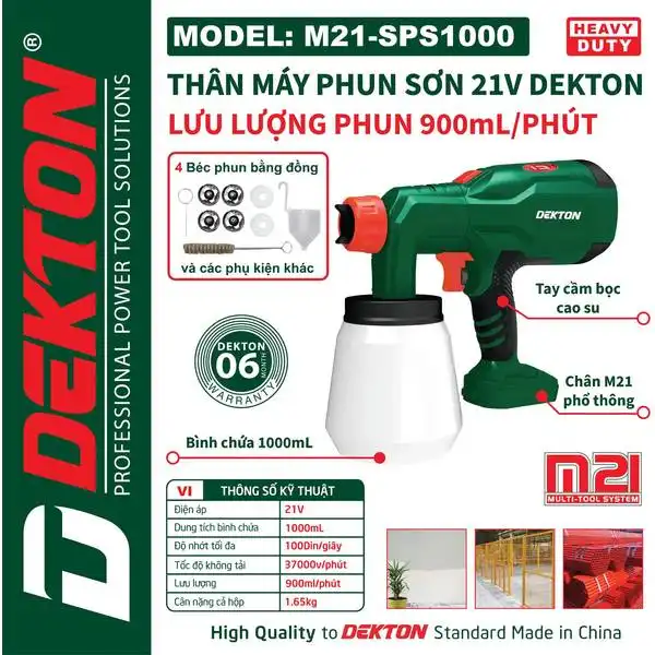 Máy phun sơn dùng pin Dekton M21-SPS1000 chưa có pin sạc