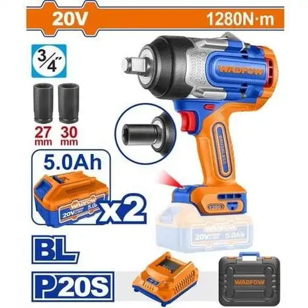 Máy siết bu lông dùng pin 20V-1280Nm (không chổi than) WADFOW WCD1B128