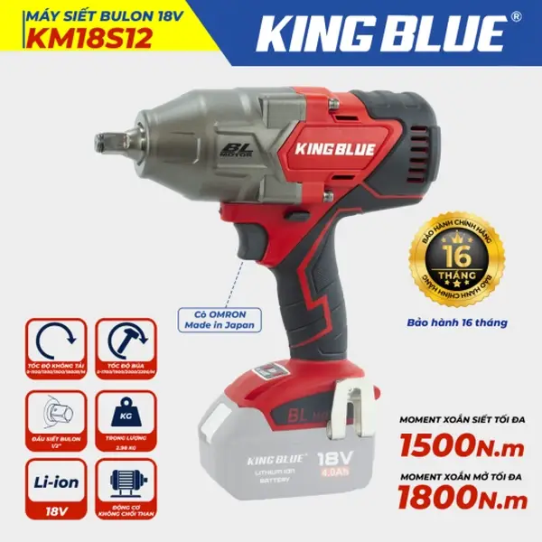 Máy Siết bu lông 18V KM18S12 (Giá chưa bao gồm pin, sạc)