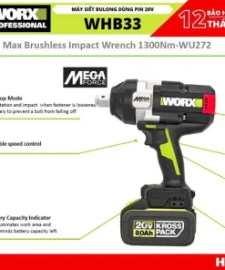 Máy siết Bu lông pin 20V WORX WHB33.9