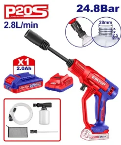 Máy xịt rửa áp lực dùng pin 20V Emtop ELPW20362 (1 Pin 2.0Ah & 1 Sạc)