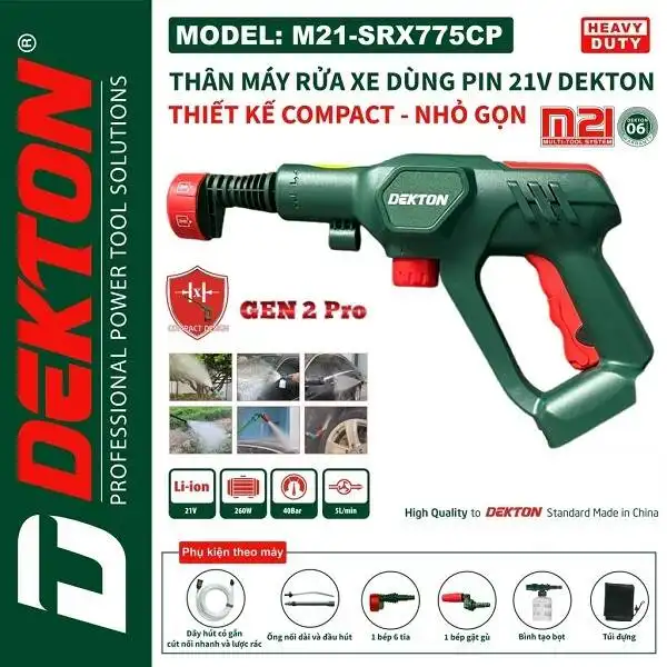 Máy xịt rửa dùng pin 21V Dekton M21-SRX775CP