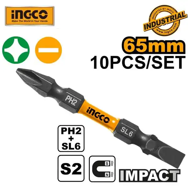 Mũi Bắt Vít Hai Đầu Ph2+Sl6X65Mm (Có Nam Châm Hít) SDBIM21HL133 INGCO