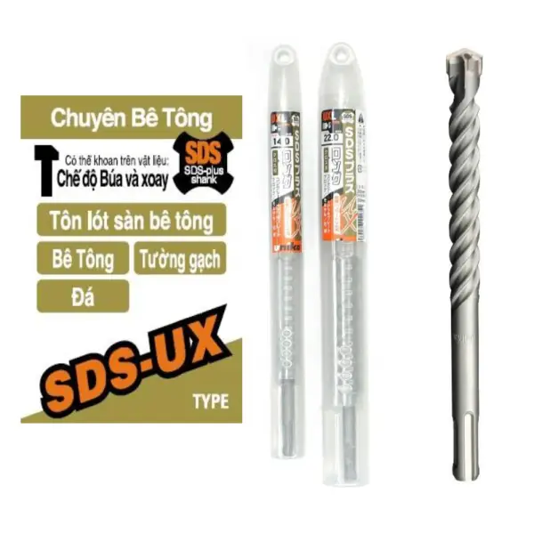 Mũi khoan bê tông 4 cạnh 17mm Unika UXL17.0x210 (SDS-Plus)