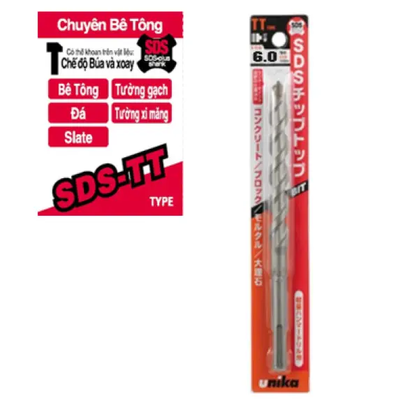 Mũi khoan bê tông chuôi SDS Plus Unika TT6.0x110
