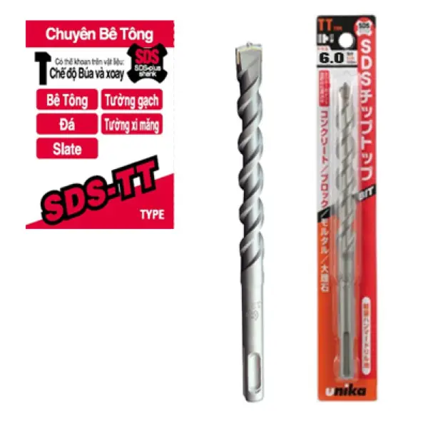 Mũi khoan bê tông chuôi SDS Plus Unika TT6.0x160