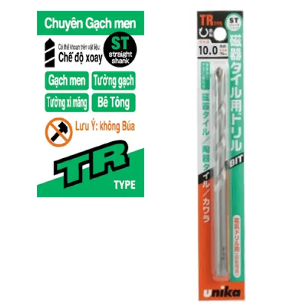 Mũi khoan gạch men 10x150mm Unika TR10.0x150
