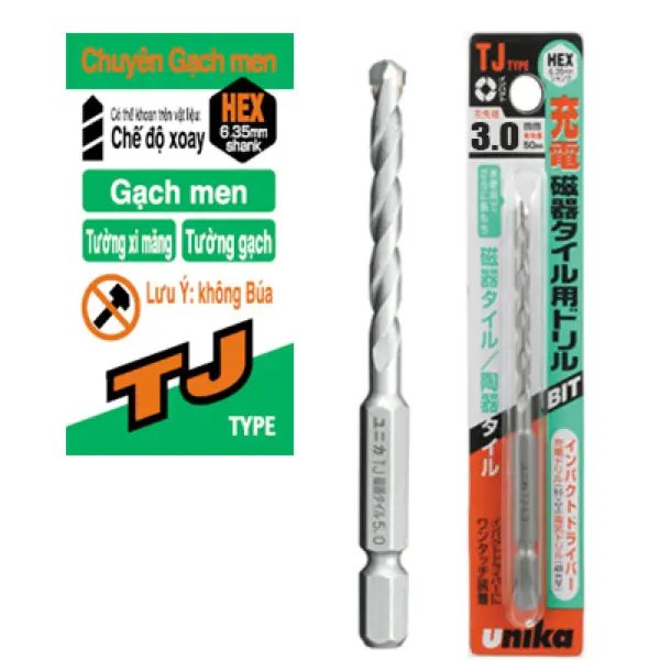 Mũi khoan gạch men chuôi lục giác Unika TJ3.0x90