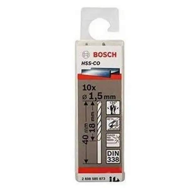 Mũi khoan INOX HSS-Co 1.5mm (hộp 10 mũi) Bosch 2608585873