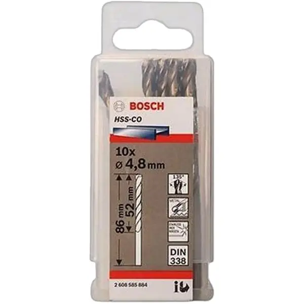 MŨI KHOAN INOX HSS-CO 4.8MM BOSCH 2608585884 (HỘP 10 MŨI)