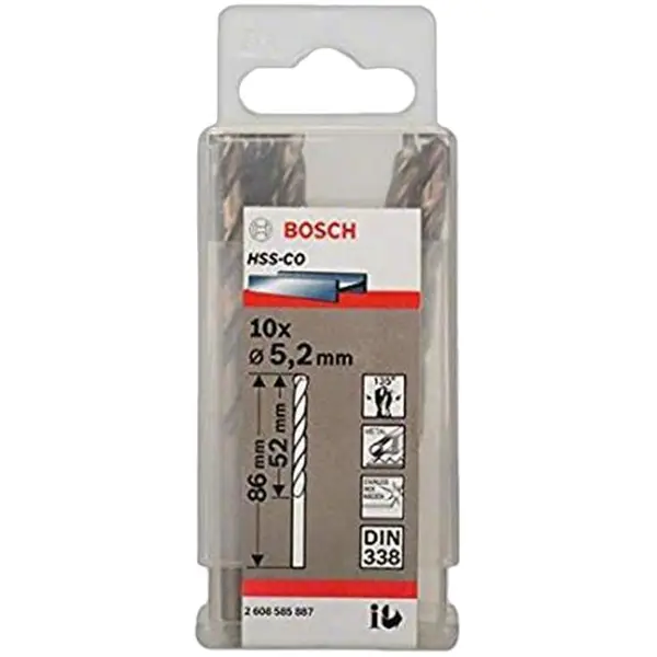 MŨI KHOAN INOX HSS-CO 5.2MM BOSCH 2608585887 (HỘP 10 MŨI)