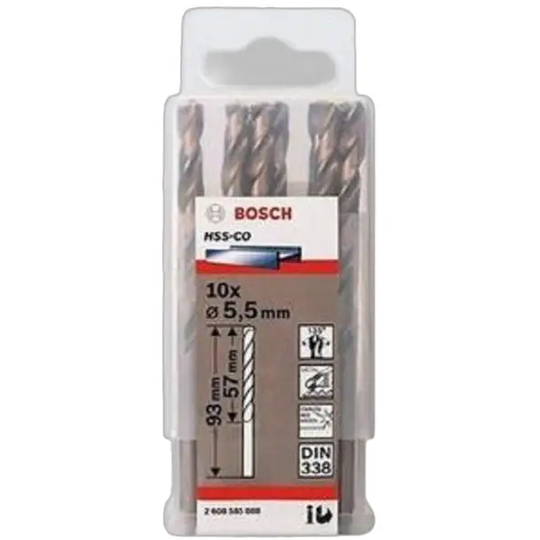 MŨI KHOAN INOX HSS-CO 5.5MM BOSCH 2608585888 (HỘP 10 MŨI)
