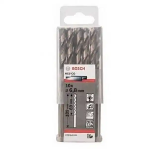 Mũi khoan INOX HSS-Co 6.8mm (hộp 10 mũi) Bosch 2608585891