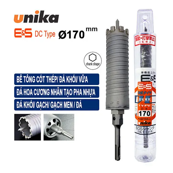 Mũi khoan rút lõi chuôi SDS Plus 170mm Unika ES-D170SDS