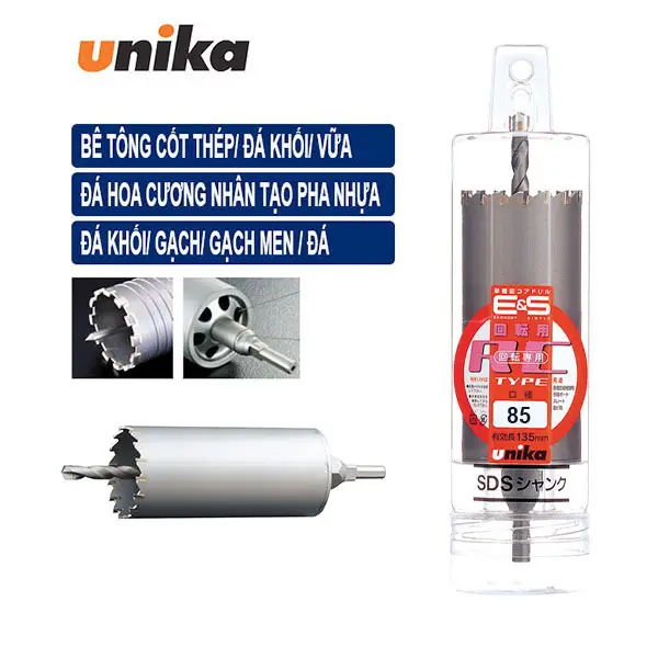 Mũi khoan rút lõi chuôi trụ 85mm Unika ES-R85ST