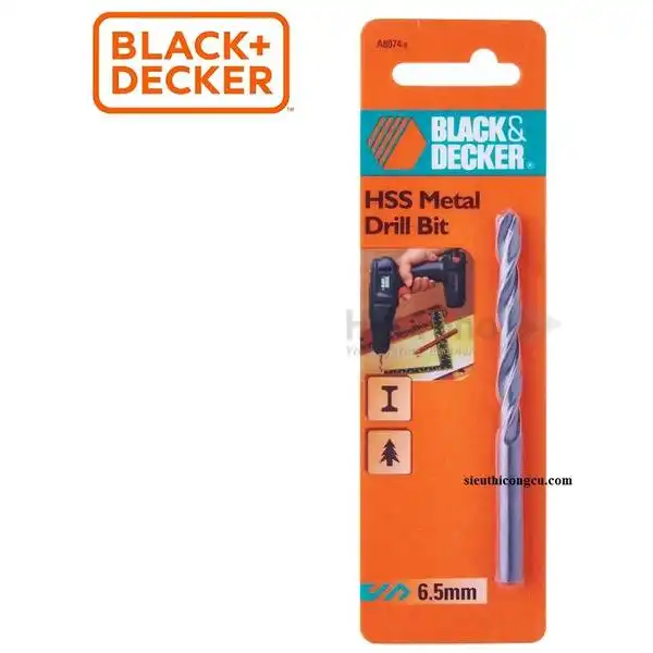 Mũi khoan sắt 6.5mm HSS Black & Decker A8074
