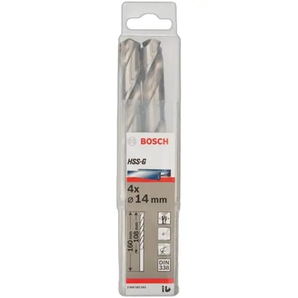 MŨI KHOAN SẮT HSS-G 14MM BOSCH 2608585593 (HỘP 4 MŨI)
