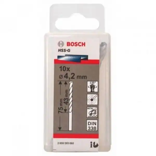 Mũi khoan sắt HSS-G 4.2mm (hộp 10 mũi) Bosch 2608595060