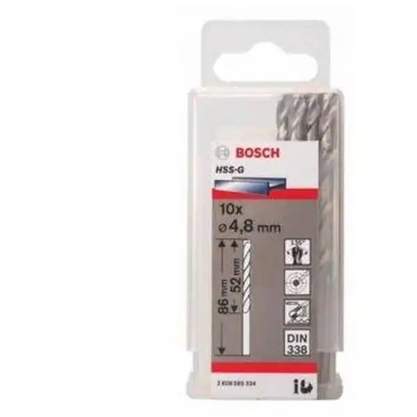 Mũi khoan sắt HSS-G 4.8mm (hộp 10 mũi) Bosch 2608595334
