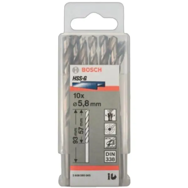 MŨI KHOAN SẮT HSS-G 5.8MM BOSCH 2608595065 (HỘP 10 MŨI)