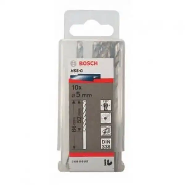 Mũi khoan sắt HSS-G 5mm (hộp 10 mũi) Bosch 2608595062