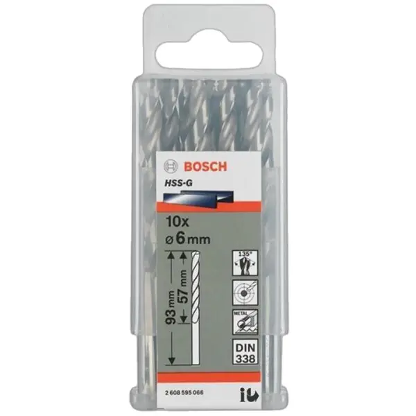 MŨI KHOAN SẮT HSS-G 6MM BOSCH 2608595066 (HỘP 10 MŨI)