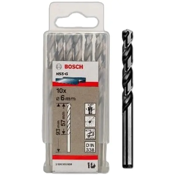 MŨI KHOAN SẮT HSS-G BOSCH 6MM 2608595066 (LẺ 1 mũi)