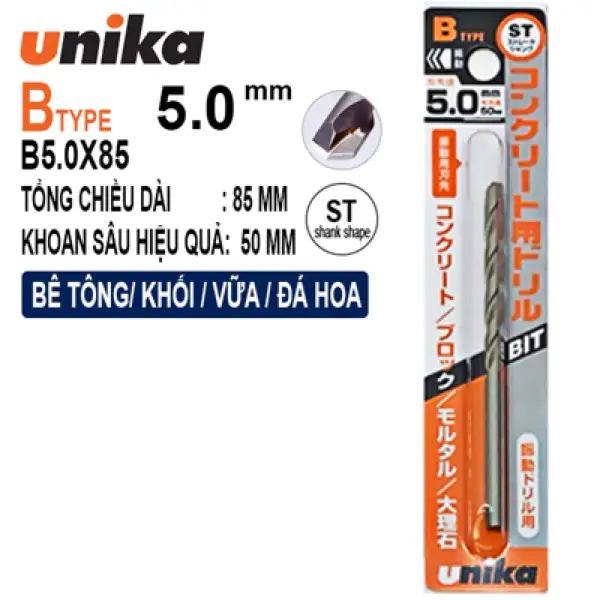 Mũi khoan tường 5.0x85mm Unika B5.0x85