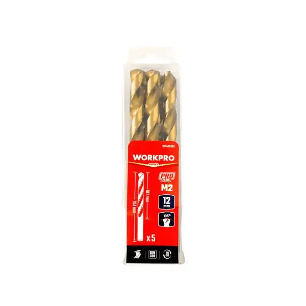 Mũi khoan xoắn HSS-G M2 12mm (1 bộ = 5 cái) Workpro WP400193