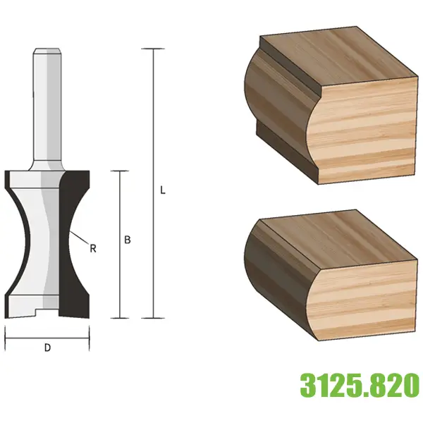 Mũi phay gỗ bán nguyệt Ø20, 2mm FAMAG 3125.820
