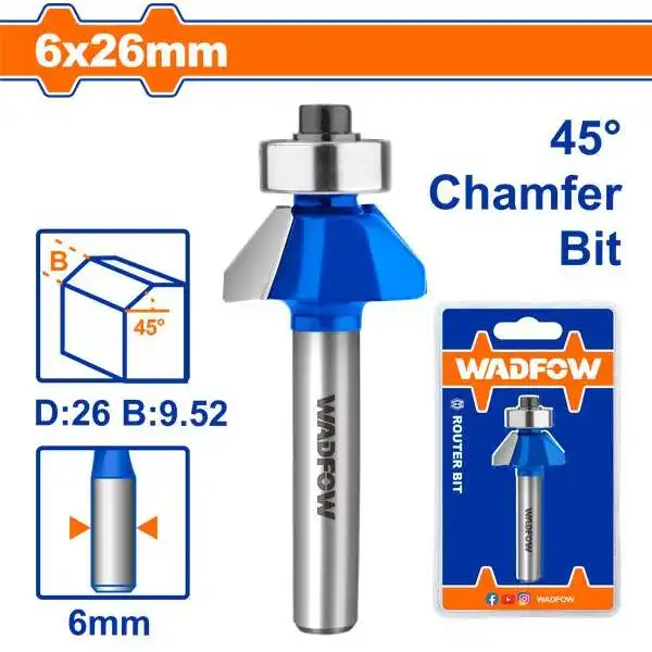Mũi Phay Gỗ Vát 45 độ 6X6X26Mm WRG3403 WADFOW