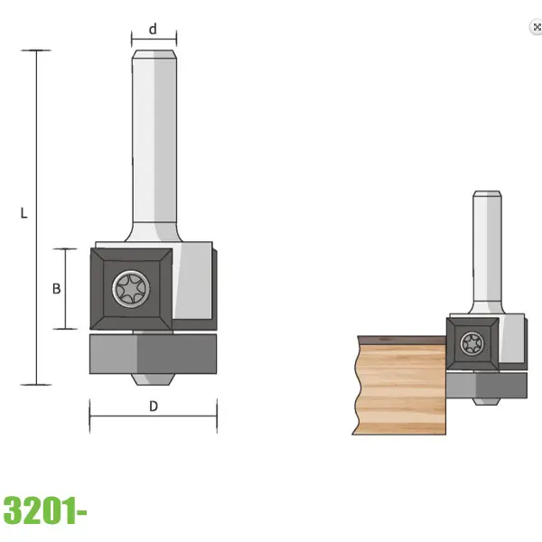 Mũi phay vát mép FAMAG 3201, mài phẳng cạnh 2 lưỡi carbide