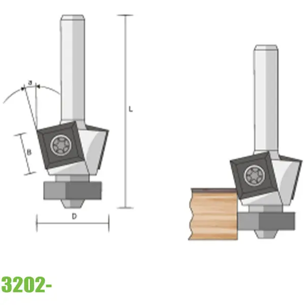 Mũi phay vát mép FAMAG 3202, 15 độ và 45 độ, 2 lưỡi carbide