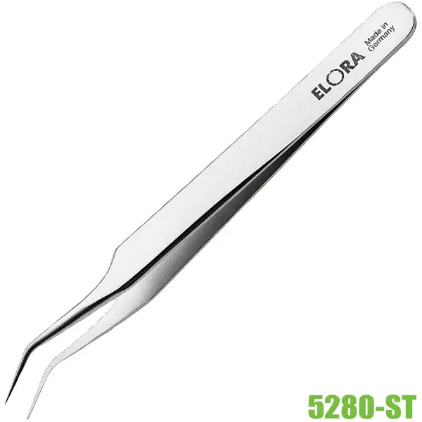 Nhíp gắp linh kiện mũi nhọn bo góc qua trái ELORA 5280-ST, dài 122mm