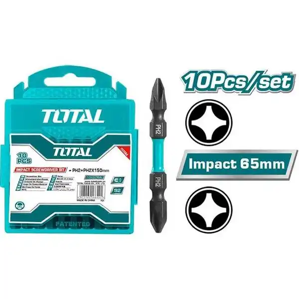 PH2x65mm Bộ mũi bắt vít 2 đầu có từ Total TACIM16PH233