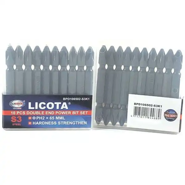 PH2x65mm Bộ mũi vít bake 2 đầu 10 chi tiết Licota BPD106502-S3K1