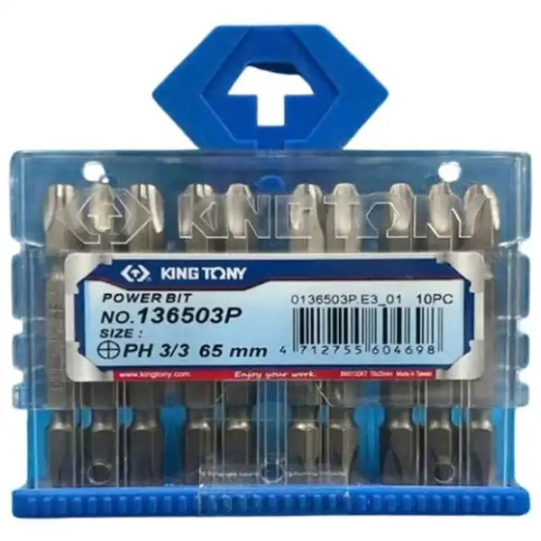 PH3x65mm Bộ mũi vít bake 2 đầu 10 chi tiết Kingtony 136503P