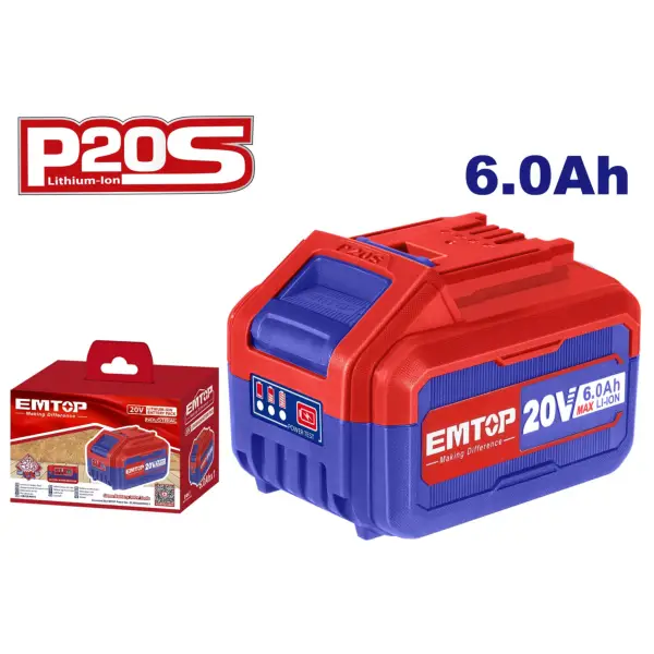 Pin Lithium-Ion 20V 6.0Ah Emtop EBPK2060