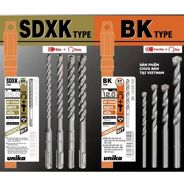 SDXK14.0x260 -Mũi khoan BêTông Chuôi SDS-Plus UNIKA (SDXK Type)